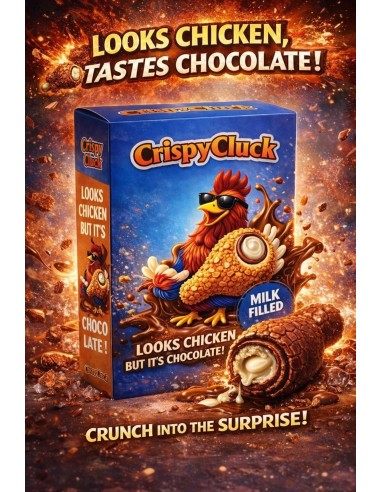 [AR00955] CRISPY CLUCK MILK CHOCOLATE CRISPY 48 GR/18 PC